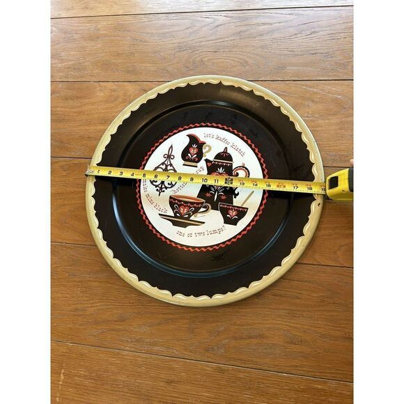 Vintage 1950's Retro Kitchen Black Red & White Metal Kaffee Klatch Tray Germany - Picture 2 of 7